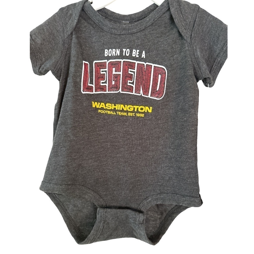 Nfl® Washington Team Born To Be A Legend Short Sleeve Bodysuit In charcoal grey